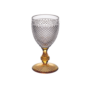 Vista Alegre Bicos Bicolor Goblet with Amber Stem, Set Of 4