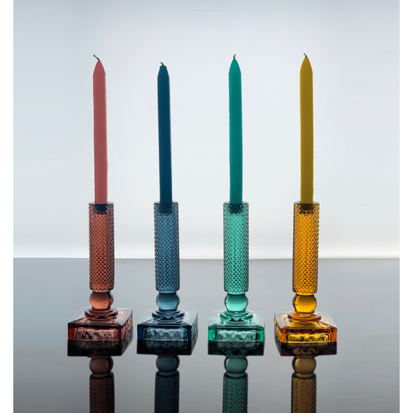 Load image into Gallery viewer, Vista Alegre Bicos Amber Candlestick Amber
