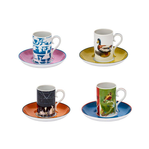 Load image into Gallery viewer, Vista Alegre Cadernos De Viagem Set of 4 Expresso Cups And Saucers
