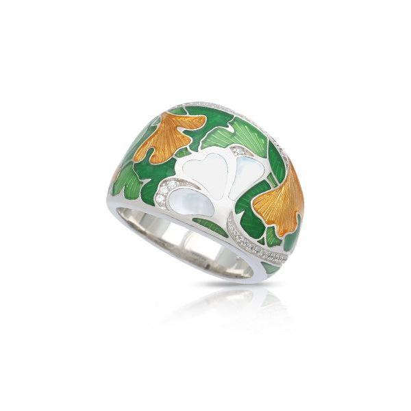 Belle Etoile Gingko Ring - White & Gold & Green