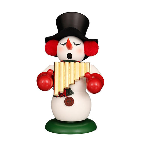Christian Ulbricht Incense Smoker - Snowman With Pan Flute - 9.4