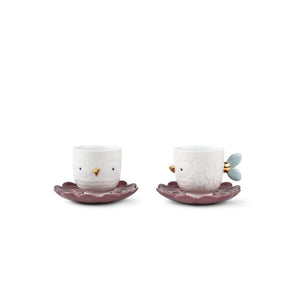 Lladro Set of 2 Cups and Saucers Kawki