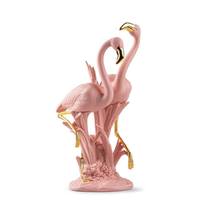 Lladro The Flamingos Sculpture - Pink