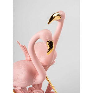 Lladro The Flamingos Sculpture - Pink
