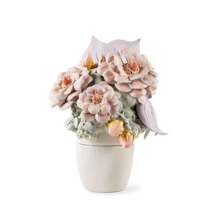 Lladro Vase with Flowers - Pink