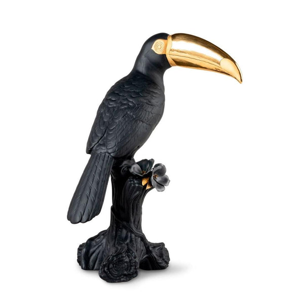 Load image into Gallery viewer, Lladro Toucan Sculpture - Black-Gold - Limited Edition
