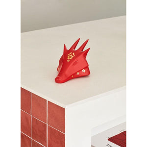 Lladro The Dragon Sculpture - Red - gold