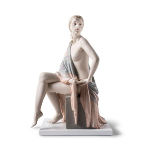 Lladro Nude with Shawl - Metallic Sculpture