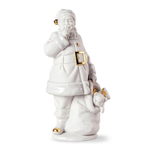 Lladro Santa is Here Sculpture - White-Gold