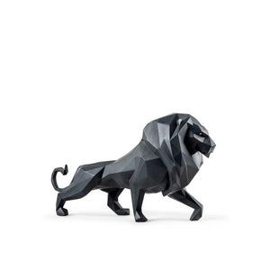 Lladro Lion Sculpture - Matte Black