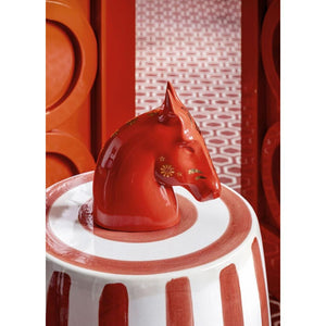 Lladro The Horse Sculpture - Red - Gold