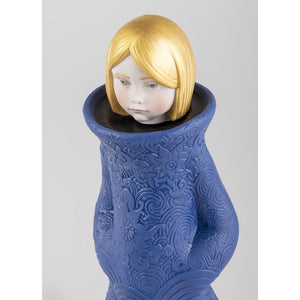 Lladro Cosmic Girl and Cat Sculptures