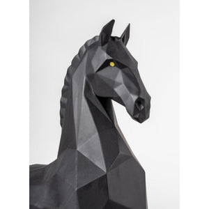 Lladro Horse Sculpture - Matte Black