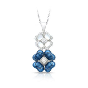 Belle Etoile Clover Blooms Pendant - Sea Blue & White