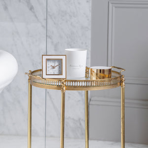 Addison Ross White & Gold Square Silent Alarm Clock