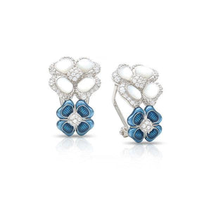 Belle Etoile Clover Blooms Earrings - Sea Blue & White