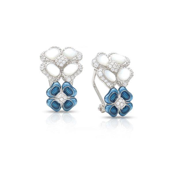 Belle Etoile Clover Blooms Earrings - Sea Blue & White