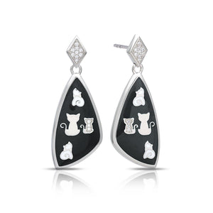 Belle Etoile Cats Earrings - Black