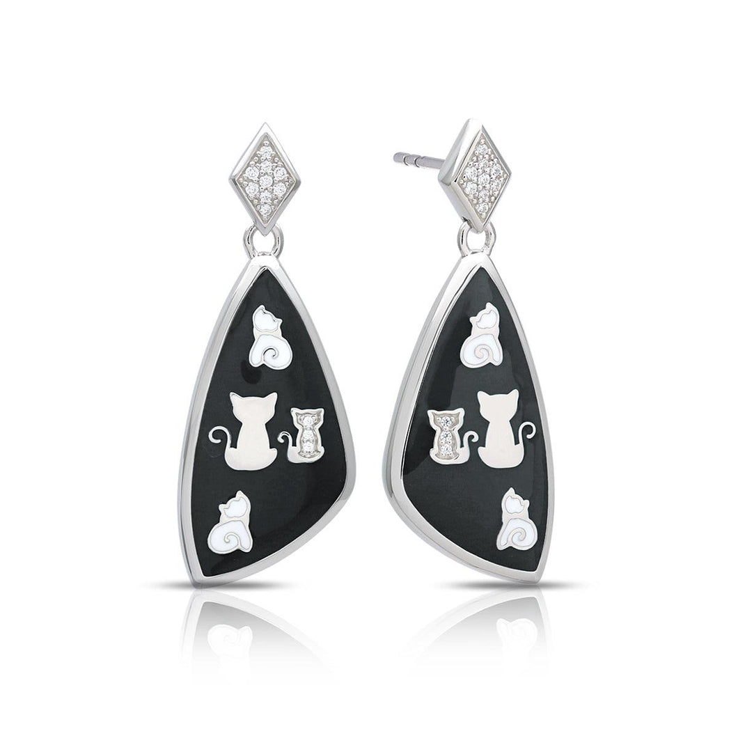 Belle Etoile Cats Earrings - Black