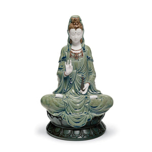 Lladro Kwan Yin Figurine - Green