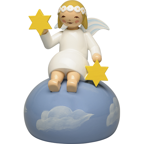 Wendt & Kuhn Angel with Marguerite Wreath on Clouds, Sitting Figurine