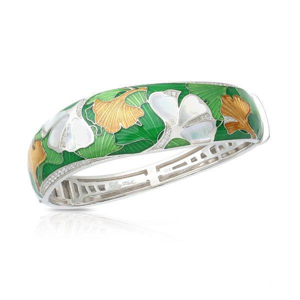 Belle Etoile Gingko Bangle - White & Gold & Green