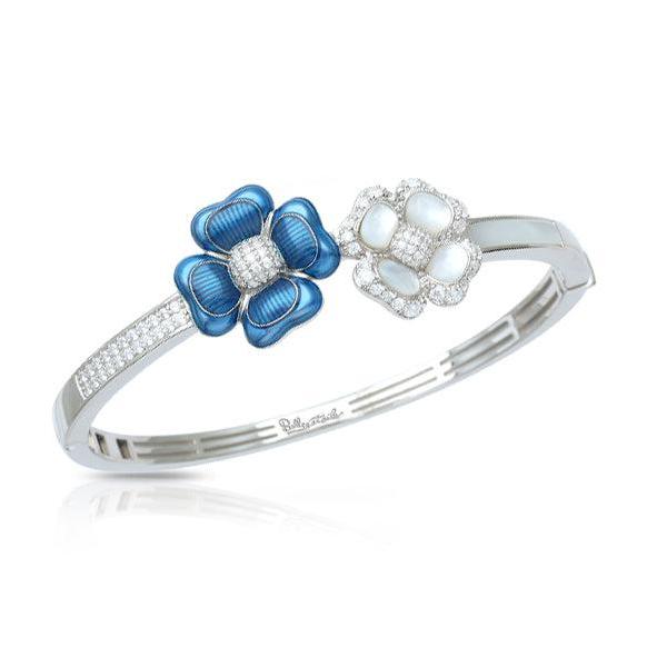 Belle Etoile Clover Blooms Bangle - Sea Blue & White