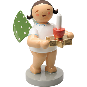 Wendt & Kuhn Angel with Star Candle Holder and Candle, Red Figurine