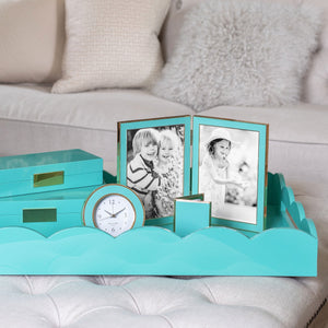 Addison Ross Turquoise Blue & Gold Alarm Clock