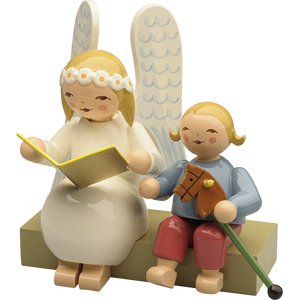 Wendt & Kuhn Marguerite Angel on Bench, with Boy Figurine