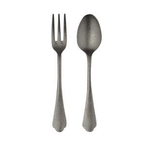 Mepra Serving Set (Fork And Spoon) Dolce Vita Pewter Oro Nero