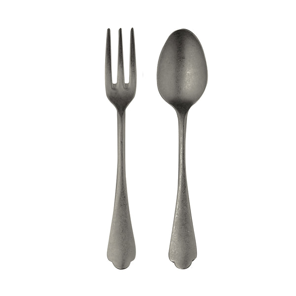 Load image into Gallery viewer, Mepra Serving Set (Fork And Spoon) Dolce Vita Pewter Oro Nero
