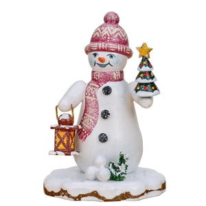 Hubrig Volkskunst Snowman with Fir Tree & Lantern - Figurine
