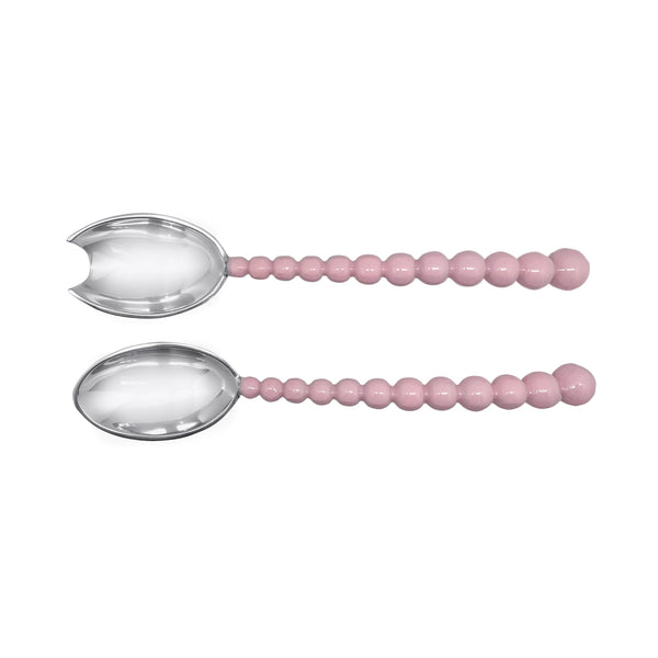 Load image into Gallery viewer, Mariposa Pearled Pink Salad Servers
