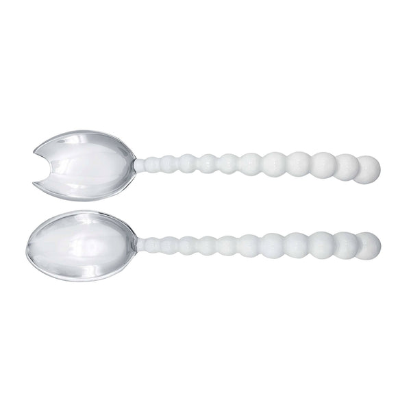 Load image into Gallery viewer, Mariposa Pearled White Salad Servers
