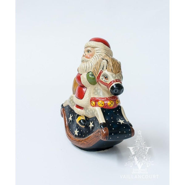 Load image into Gallery viewer, Vaillancourt Folk Art - Rocking Horse Santa - Chalkware Figurine
