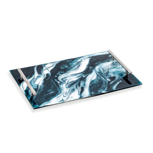 Lynn & Liana 12x18 Acrylic Tray Navy White Metallic
