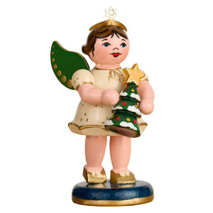 Hubrig Volkskunst Angel with Christmas Tree Small Figurine