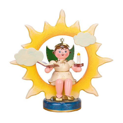 Hubrig Volkskunst Angel with Sun, Book & Candle Figurine