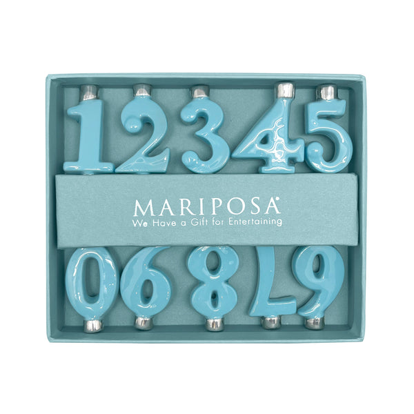 Load image into Gallery viewer, Mariposa Aqua Number Candle Holder Set, 10
