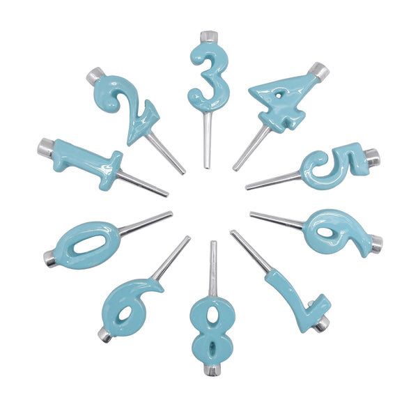 Load image into Gallery viewer, Mariposa Aqua Number Candle Holder Set, 10
