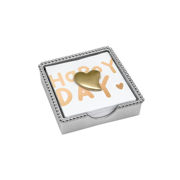 Load image into Gallery viewer, Mariposa Gold Heart (1911G) Beaded Napkin Box Set
