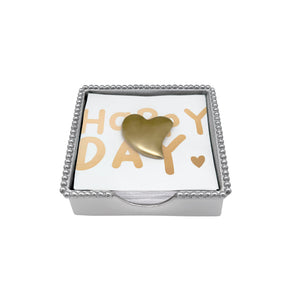 Mariposa Gold Heart (1911G) Beaded Napkin Box Set