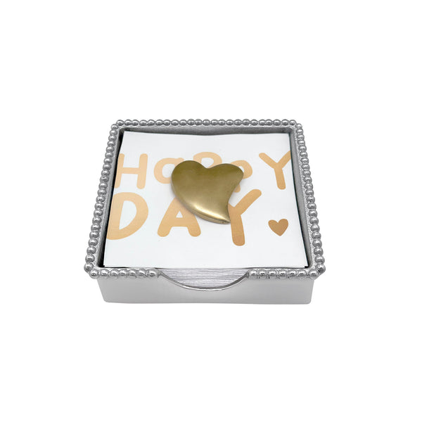 Load image into Gallery viewer, Mariposa Gold Heart (1911G) Beaded Napkin Box Set
