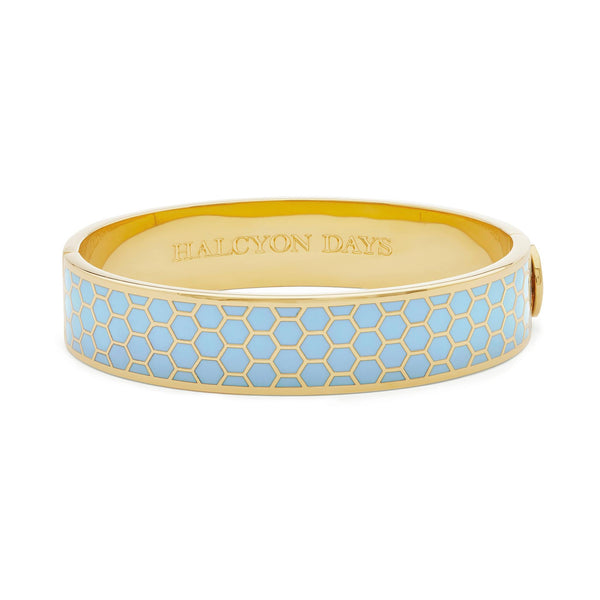 Load image into Gallery viewer, Halcyon Days Honeycomb Forget-me-not &amp; Gold Bangle
