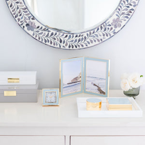Addison Ross Powder Blue Enamel & Gold Box