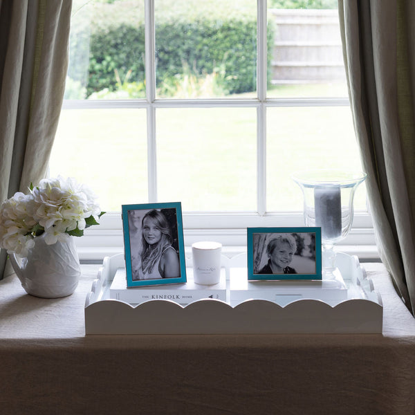 Load image into Gallery viewer, Addison Ross Silver Trim, Aqua Blue Enamel Picture Frame - 4 x 6 in
