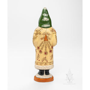 Vaillancourt Folk Art - Pale Yellow Kissing Ball Santa - Chalkware Figurine