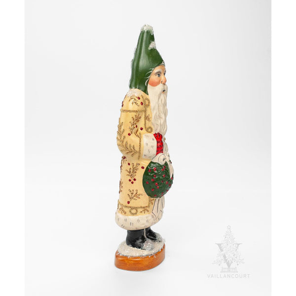 Load image into Gallery viewer, Vaillancourt Folk Art - Pale Yellow Kissing Ball Santa - Chalkware Figurine
