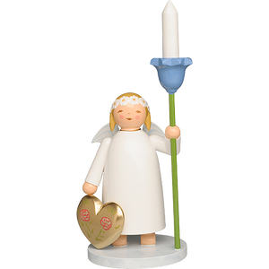 Wendt & Kuhn Marguerite Angel with Heart and Flower, with Wooden Candle Figurine